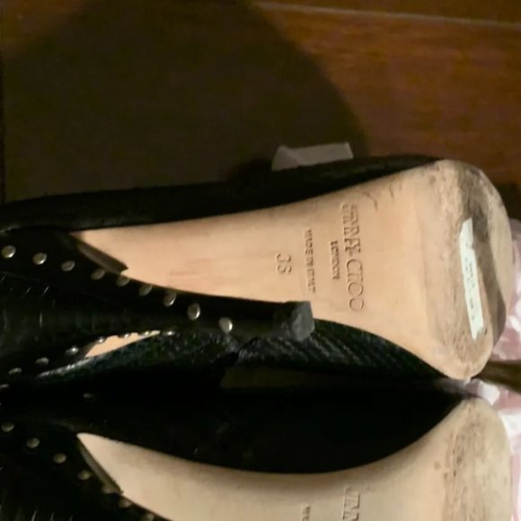 JIMMY CHOO METALLIC SNAKE SKINWITH STUD HEELS 102 THIERY - Picture 6 of 11